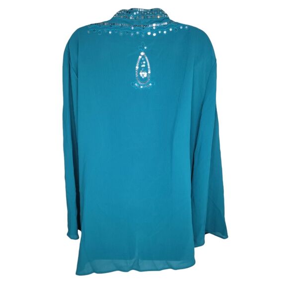 Cervelle sequin bohemian chiffon peasant top size 3x - Picture 2 of 10